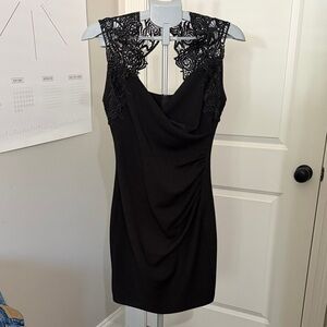 Bisou Bisou Elegant Black Lace Mini Dress